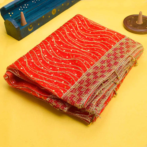 Traditional Red Hindu Goddess Scarf – USA Edition (84x42 inch)