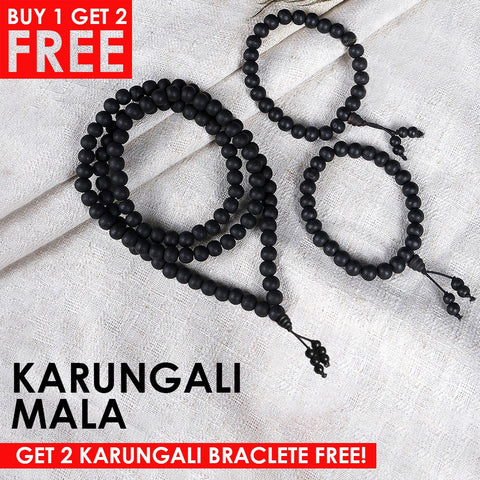 100% Original & Govt. Certified 6mm Karungali Mala with Sumeru Bead