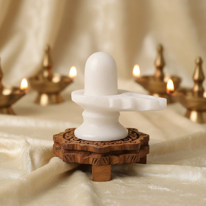 White Marble Shivling (Small) – Pure Marble Shiva Lingam for Pooja – India’s Largest Pooja Accessories Brand – www.satvikworld.com