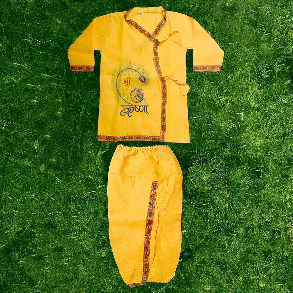 Kids Krishna dhoti kurta dress costume in size 20 for Janmashtami celebrations and cultural events. India’s Largest Pooja Accessories Brand – www.satvikworld.com