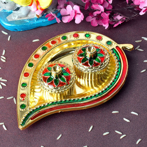 leaf kumkum holder | India’s Largest Pooja Accessories Brand – www.satvikworld.com
