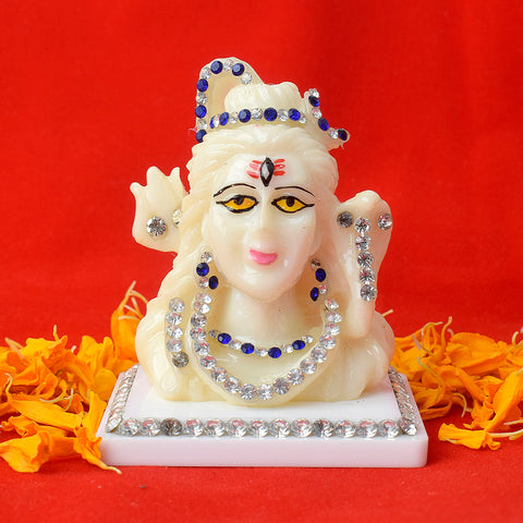 marble Shiv idol, intricately carved Lord Shiva statue, perfect for pooja and home decor, symbolizing divine energy and protection. India’s Largest Pooja Accessories Brand – www.satvikworld.com