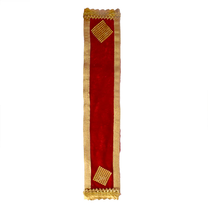red Patka or Angvastra with elegant border, perfect for Ganpati or deity adornment during pujas and festive décor. India’s Largest Pooja Accessories Brand – www.satvikworld.com
