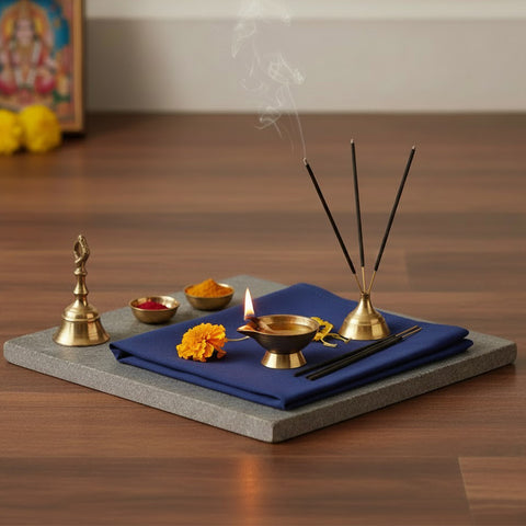 Divine Blue Cotton Cloth for Pooja (1.25 Meter)