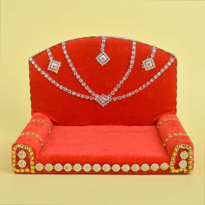 vibrant Red Velvet Singhasan for Laddu Gopal | India’s Largest Pooja Accessories Brand – www.satvikworld.com

