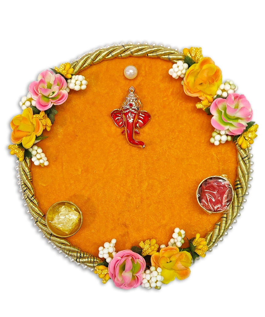 Handmade Floral Decorative Thali Puja Store Online Pooja Items Online Puja Samagri Pooja Store near me www.satvikstore.in