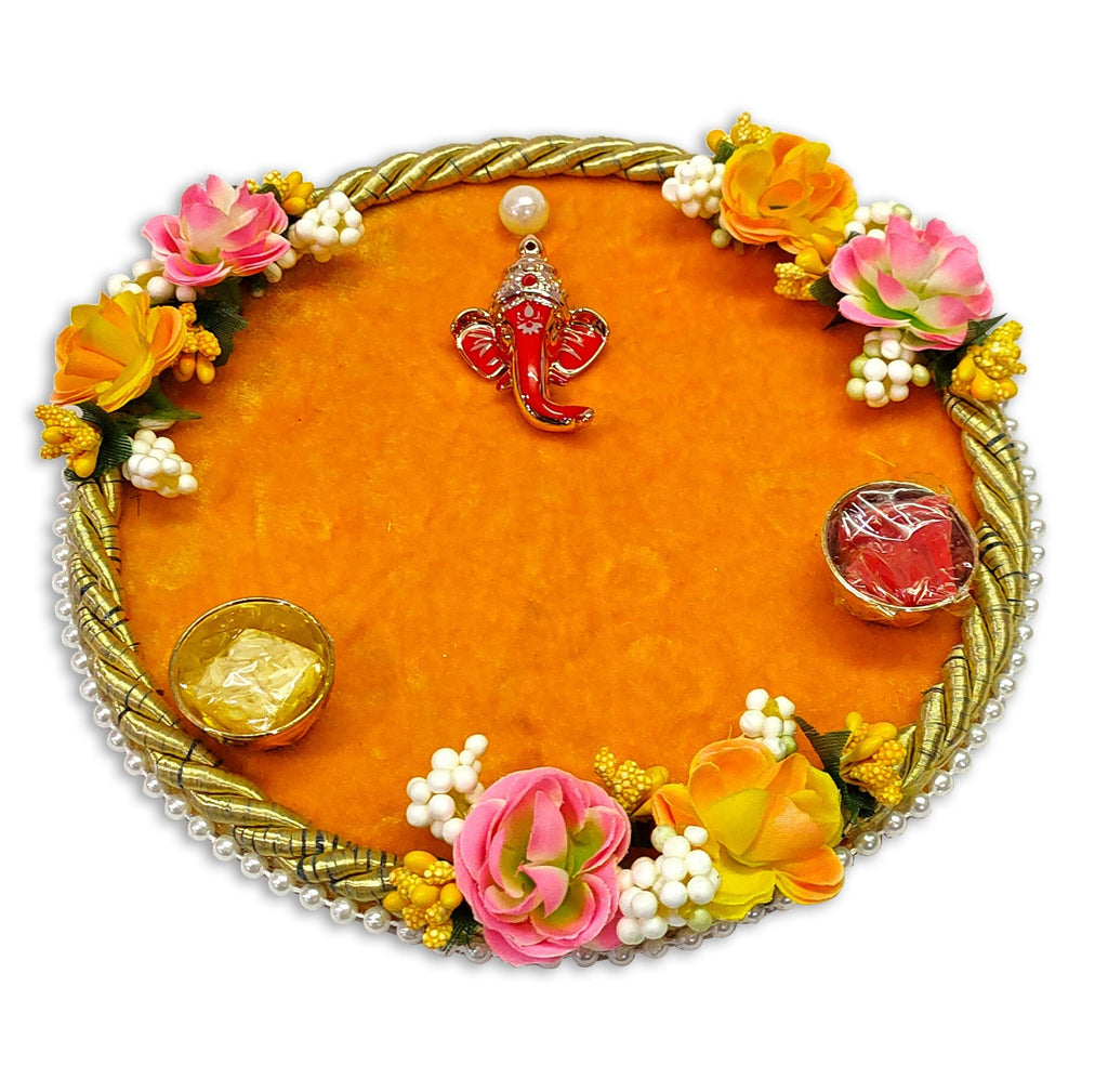 Handmade Floral Decorative Thali Puja Store Online Pooja Items Online Puja Samagri Pooja Store near me www.satvikstore.in