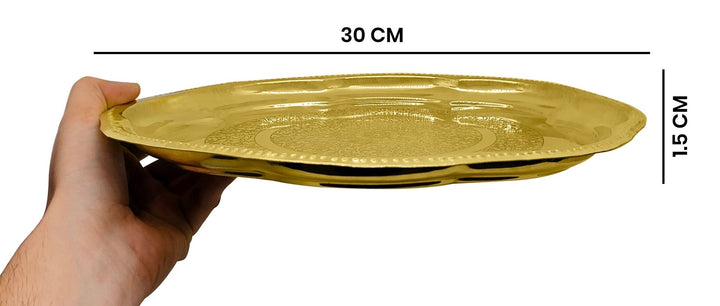 12 Inch Brass Decorative Enrgaved Aarti Puja Thali Puja Store Online Pooja Items Online Puja Samagri Pooja Store near me www.satvikworld.com