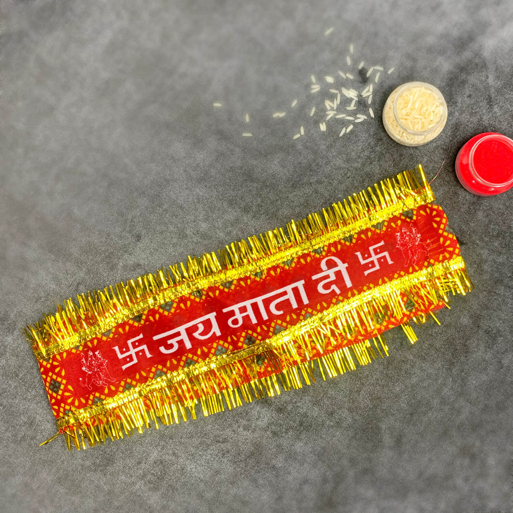 Set of 12 vibrant Jagran Head Band Mata Chunaris for devotional pooja wear. India’s Largest Pooja Accessories Brand – www.satvikworld.com