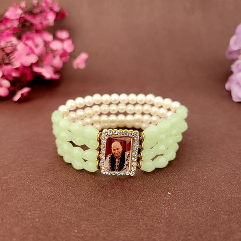Stunning Premimun Crystal Beads Bracelet with Jai Guruji Swaroop Handmade Bracelets
