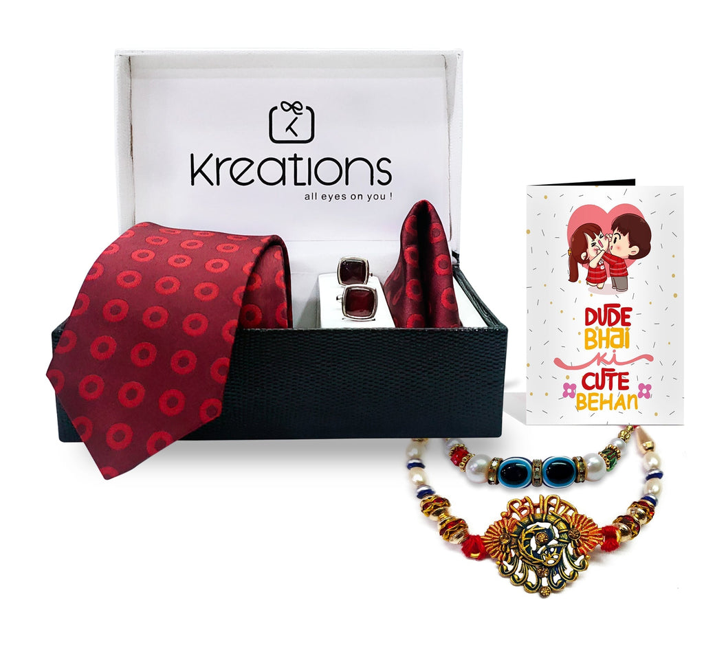 Rakhi with Tie Gift Combo Set Puja Store Online Pooja Items Online Puja Samagri Pooja Store near me www.satvikstore.in