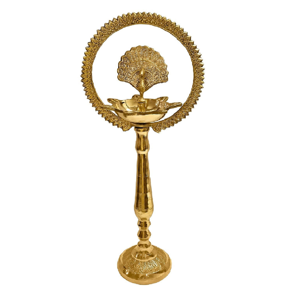 Beautiful Brass Mor Kiran Standing Diya (20 Inch) Puja Store Online Pooja Items Online Puja Samagri Pooja Store near me www.satvikstore.in