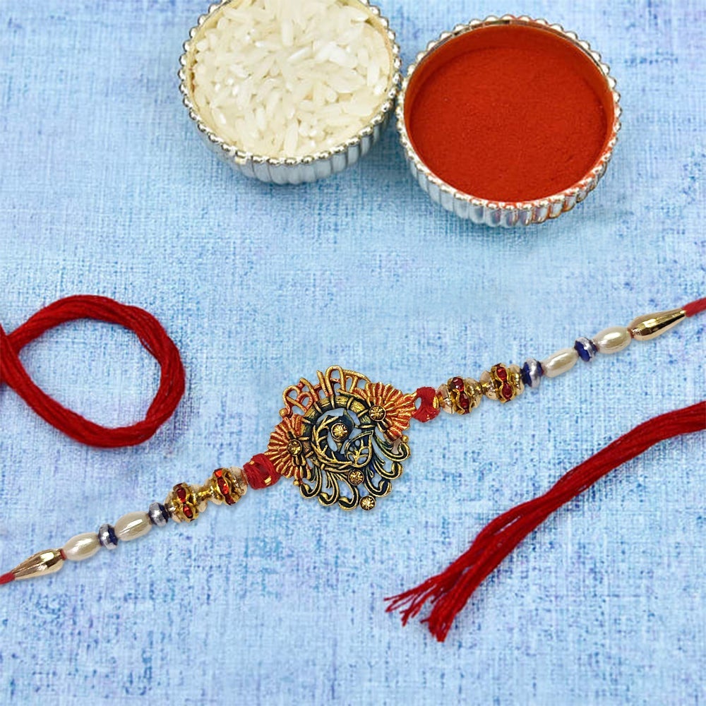 Rakhi with Tie Gift Combo Set Puja Store Online Pooja Items Online Puja Samagri Pooja Store near me www.satvikstore.in