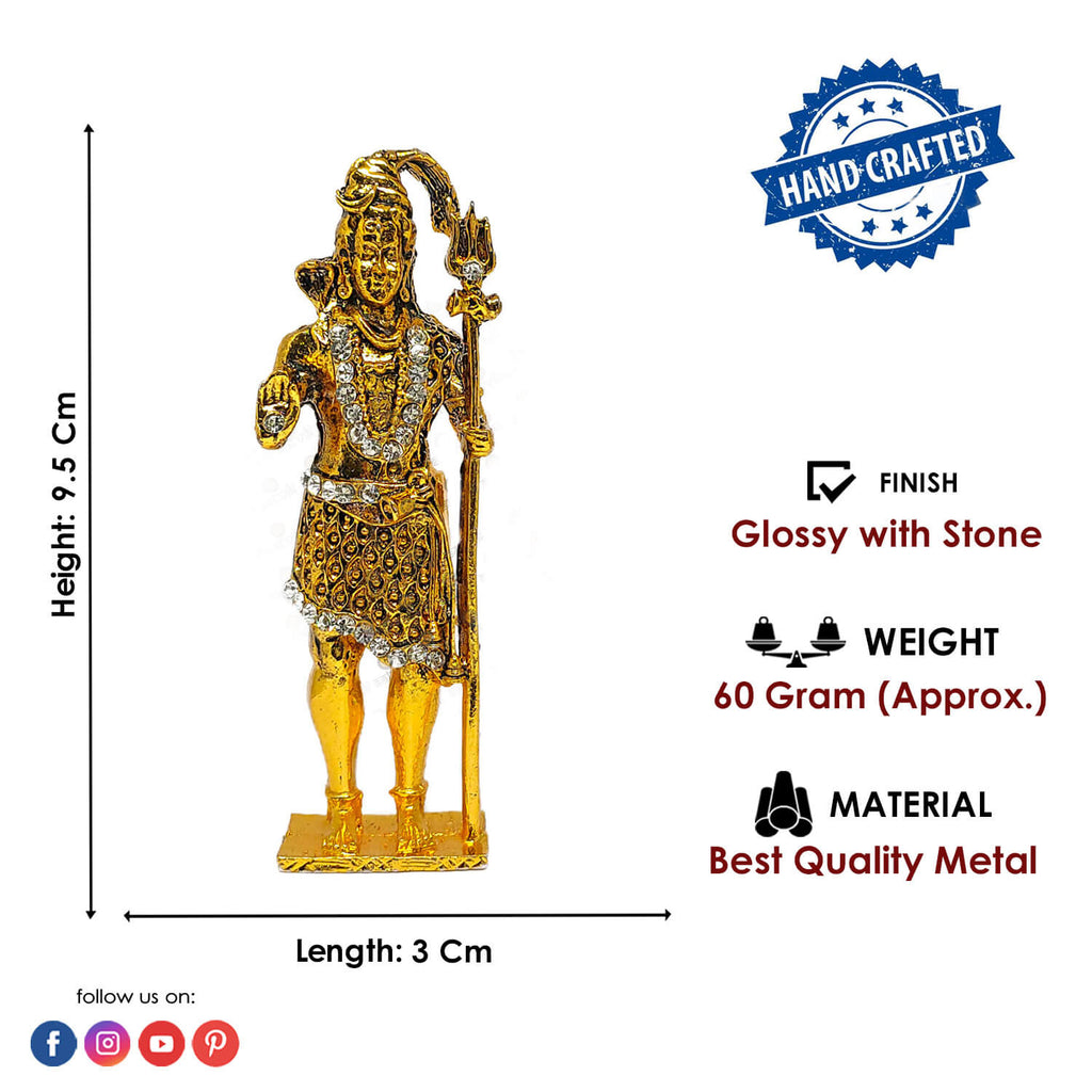 Standing Shiv Idol (Golden) Puja Store Online Pooja Items Online Puja Samagri Pooja Store near me www.satvikworld.com