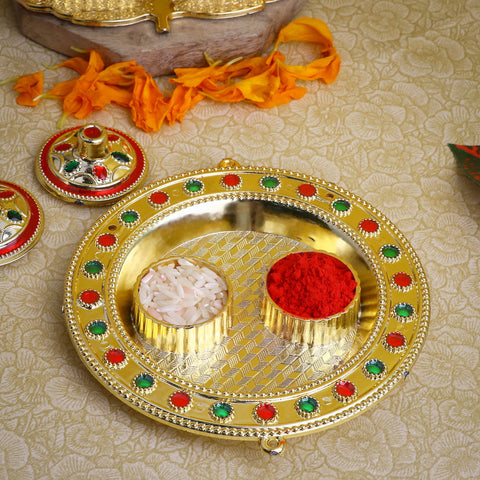 Attractive Round Roli Akshat Platter | India’s Largest Pooja Accessories Brand – www.satvikworld.com
