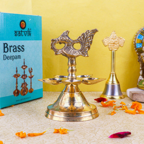 Brass 1 Step Panchmukhi Peacock Kerala Diya