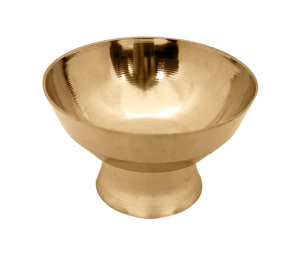 Brass Tibetan Diya used in Buddhist altar rituals, featuring a traditional bowl-shaped design ideal for butter lamp offerings and spiritual practices.India’s Largest Pooja Accessories Brand – www.satvikworld.com