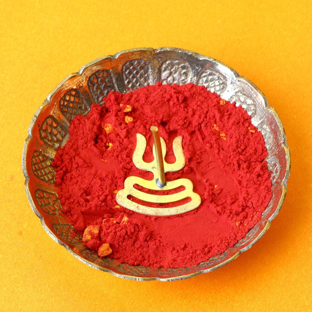Brass Trishul Tilak Stamp Deity Ornament crafted for religious rituals, featuring a finely detailed trident symbol used for applying tilak during spiritual ceremonies and pooja. India’s Largest Pooja Accessories Brand – www.satvikworld.com