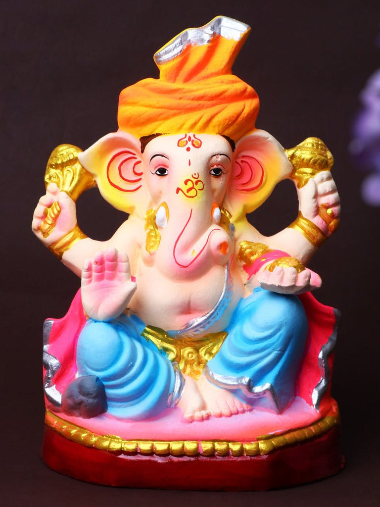 7-inch Buddhividhata eco-friendly Ganesha idol in Padmasana pose, made of natural clay and designed with calm spiritual elegance. India’s Largest Pooja Accessories Brand – www.satvikworld.com