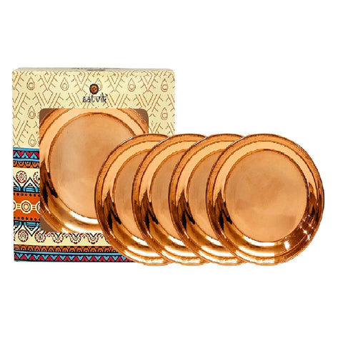 Copper Laddu Gopal Bhog Thali Set, intricately designed for offering prasad during pooja, featuring a traditional style with perfect finishing for devotional use. India’s Largest Pooja Accessories Brand – www.satvikworld.com