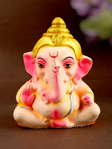 4.5 Inch Charming Colorful Bal Ganesha With Golden Mukut Idol