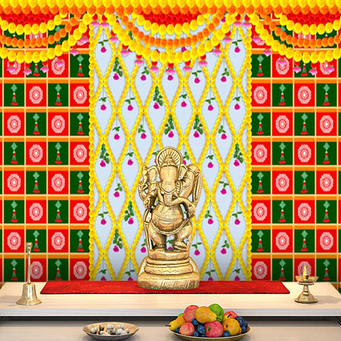 Flower Design Backdrop Cloth | India’s Largest Pooja Accessories Brand – www.satvikworld.com