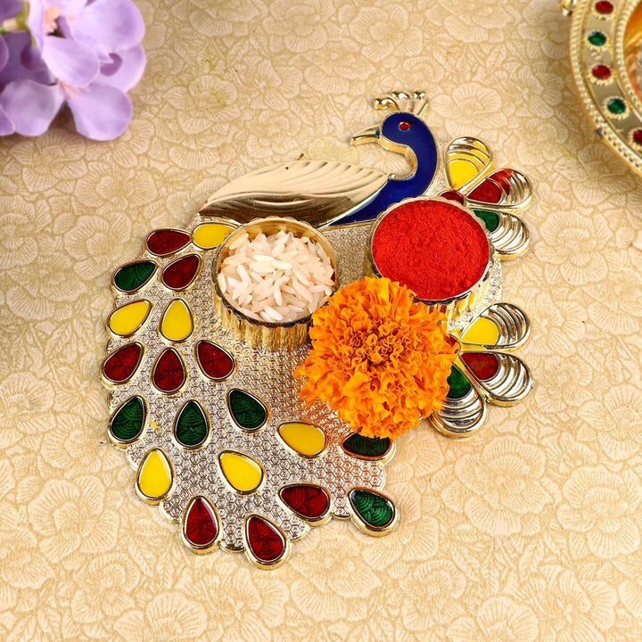 Peacock Roli Akshat Platter | India’s Largest Pooja Accessories Brand – www.satvikworld.com
