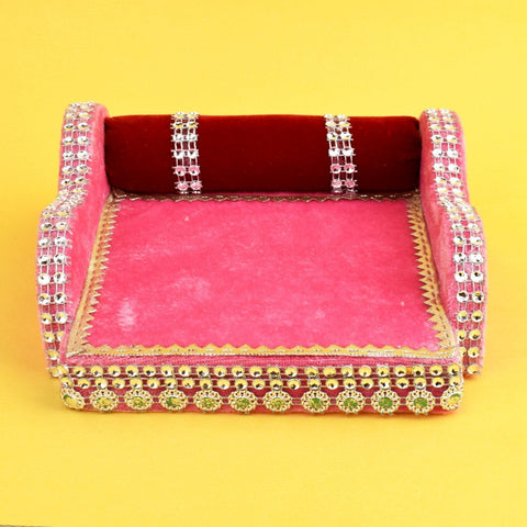 Pink Royal Velvet Bed | India’s Largest Pooja Accessories Brand – www.satvikworld.com
