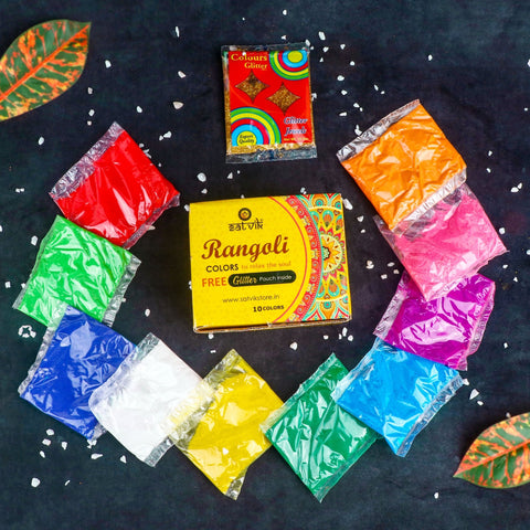 Rangoli Colors (10 Pc Pouch Pack) | India’s Largest Pooja Accessories Brand – www.satvikworld.com