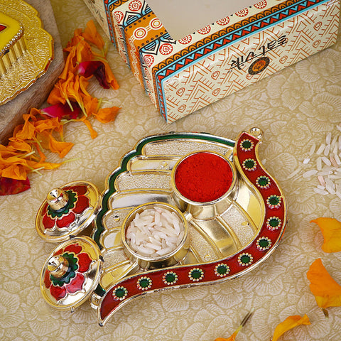 Roli Akshat Leaf Platter | India’s Largest Pooja Accessories Brand – www.satvikworld.com
