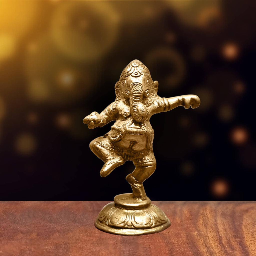 Brass Dancing Ganesh Idol Puja Store Online Pooja Items Online Puja Samagri Pooja Store near me www.satvikstore.in