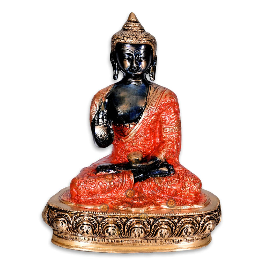 Brass Gautam Buddha Idol with Copper Finish Puja Store Online Pooja Items Online Puja Samagri Pooja Store near me www.satvikstore.in