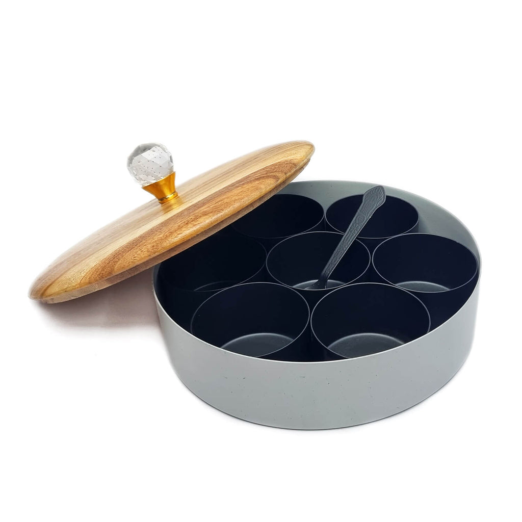 Wooden Diamond Pooja Samagridaan - A beautifully crafted wooden tray for holding various pooja samagri during religious rituals, designed in an elegant diamond shape. Ideal for temples, home altars, and spiritual practices. India’s Largest Pooja Accessories Brand – www.satvikworld.com