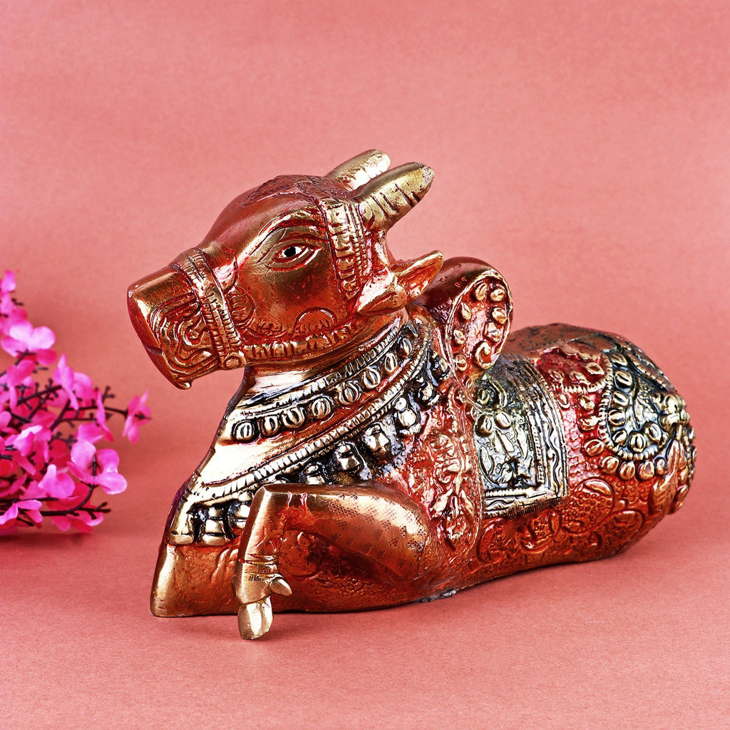 Artistic Brass Nandi Cow (Green) – Handcrafted Brass Statue of Nandi, the Sacred Bull of Lord Shiva, Featuring a Unique Green Finish. Ideal for Temple, Home, and Spiritual Decor. Perfect for Puja, Mandir Decoration, and Bringing Divine Blessings of Strength, Devotion, and Protection | India’s Largest Pooja Accessories Brand – www.satvikworld.com