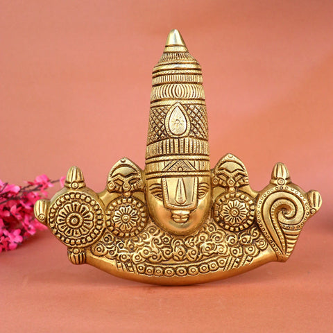 Brass Tirupati Balaji Maharaj Face Wall Hanging Small – Sacred Brass Wall Hanging of Lord Tirupati Balaji, Featuring His Divine Face, Symbolizing Blessings, Prosperity, and Spiritual Grace, Perfect for Temple, Home Decor, and Spiritual Spaces, Handcrafted with Intricate Detailing for a Divine Presence, Ideal for Puja and Mandir Decoration, Buy Tirupati Balaji Face Wall Hanging Online, Affordable Spiritual Decor Prices | India’s Largest Pooja Accessories Brand – www.satvikworld.com
