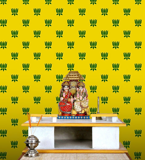 Yellow Printed Backdrop Cloth | India’s Largest Pooja Accessories Brand – www.satvikworld.com