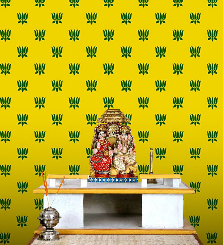Yellow Printed Backdrop Cloth | India’s Largest Pooja Accessories Brand – www.satvikworld.com
