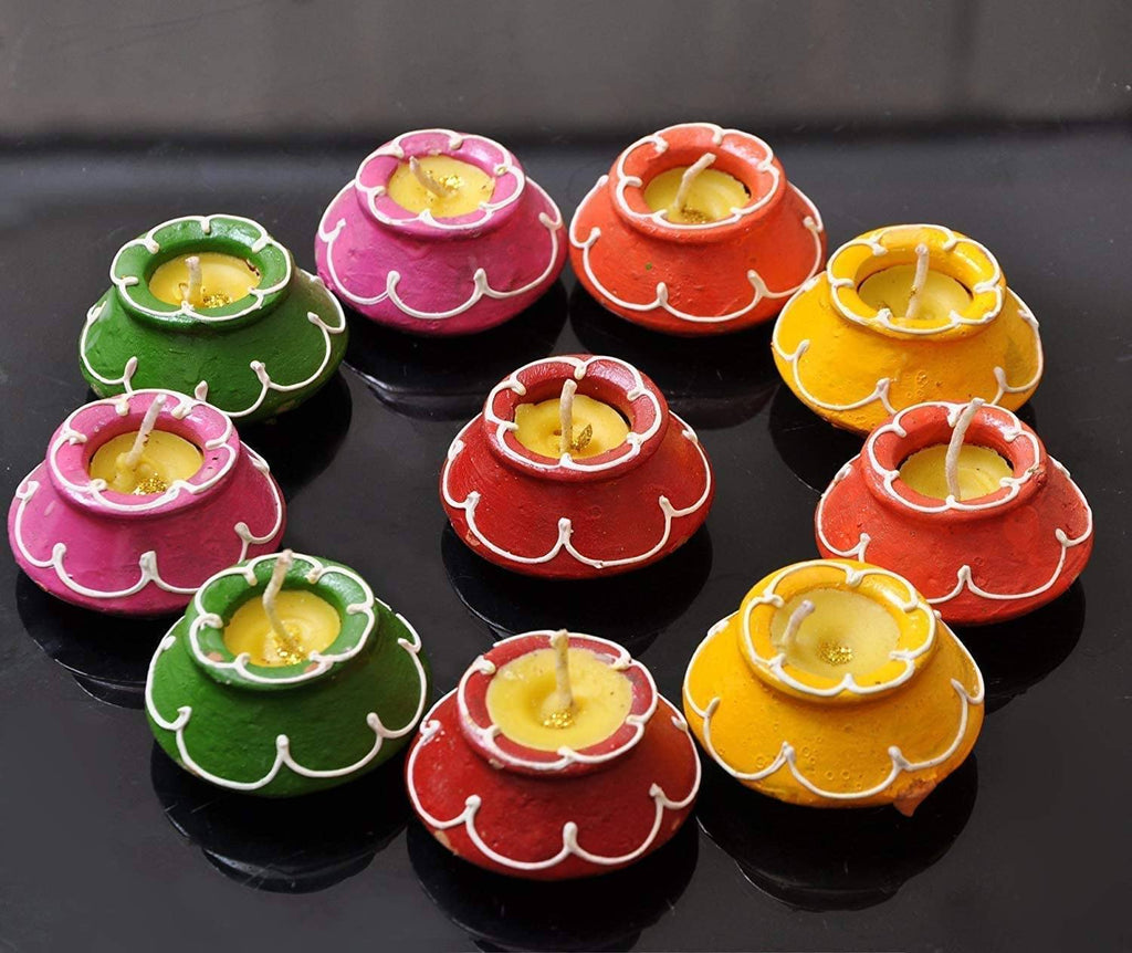 Clay Matki Diya 10 Pc Set Wax Filled Puja Store Online Pooja Items Online Puja Samagri Pooja Store near me www.satvikstore.in