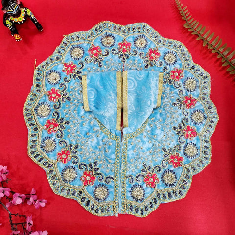 Elegant blue Laddu Gopal dress no.6 with embroidery for Janmashtami and pooja. India’s Largest Pooja Accessories Brand – www.satvikworld.com