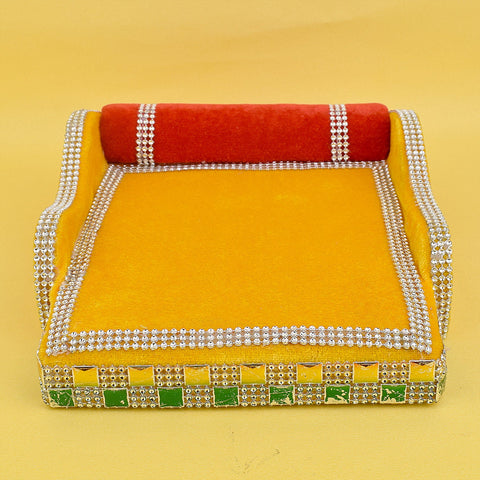 yellow Velvet Bed Large | India’s Largest Pooja Accessories Brand – www.satvikworld.com
