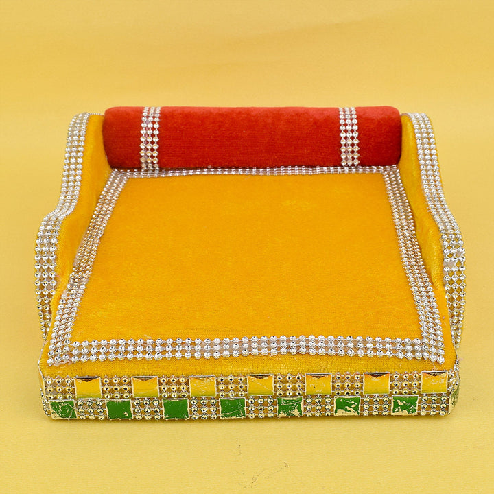 yellow Velvet Bed Large | India’s Largest Pooja Accessories Brand – www.satvikworld.com
